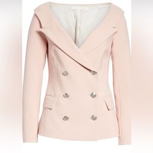 Veronica Beard Frayne Double Breasted-crepe Blazer Baby Pink
